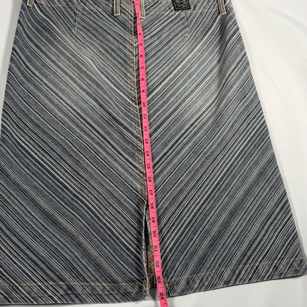 Lucky Brand Denim Skirt Womens 10 Blue Striped A-Line American Made Y2K Boho - Picture 7 of 8